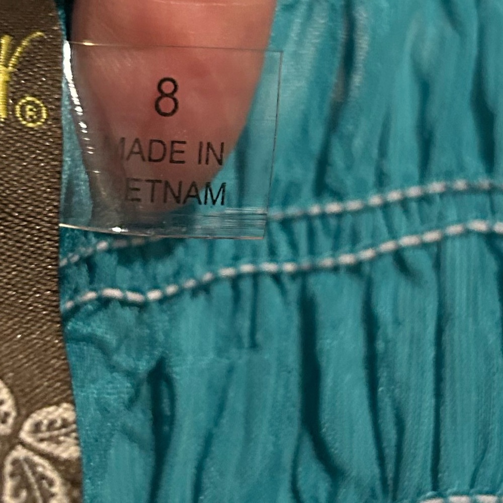 Teal Puff-Sleeve Tiered Midi Dress Size 8 - Picture 7 of 8